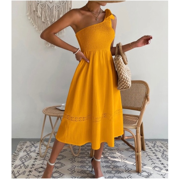 Boho One Shoulder Lace Dress - Picture 2 of 9